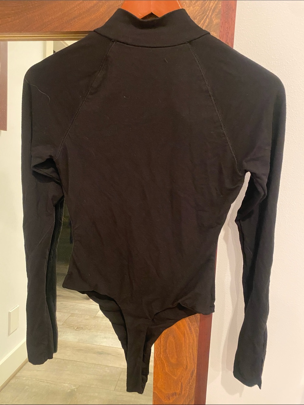naked wardrobe Black Zip-Front Long Sleeve Bodysuit